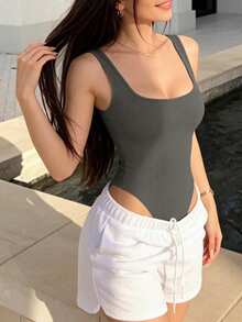 Women's Sleeveless Knit Jumpsuit, Suitable For Summer - Grey - View 3
