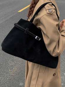 Women's Retro Minimalist Elegant Multifunctional Large Capacity Tote Bag - Black - View 5