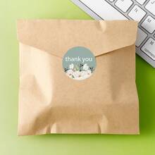 500pcs/Roll Floral Thank You Stickers, White Flower Labels For Wedding, Celebration, Gifts, Packaging, Baking, Desserts, Free Smiling Face Stickers - View 5