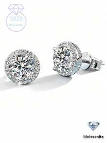 KAHOOT Pendientes elegantes y exquisitos con rhinestones para mujer - Plateado - Ver 2
