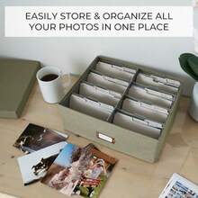 ZICOTO decorative Photo Storage Box organizador de fotos con divisor de lino - Salvia - Ver 3