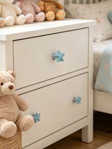 2pcs Cartoon Starfish Ceramic Drawer Cabinet Knobs, Children's Bedroom Wardrobe Decorative Starfish Pulls, Elegant Furniture Cabinet Door Handles, Kids Room Closet Drawer Ceramic Knobs - Multicolor - View 3