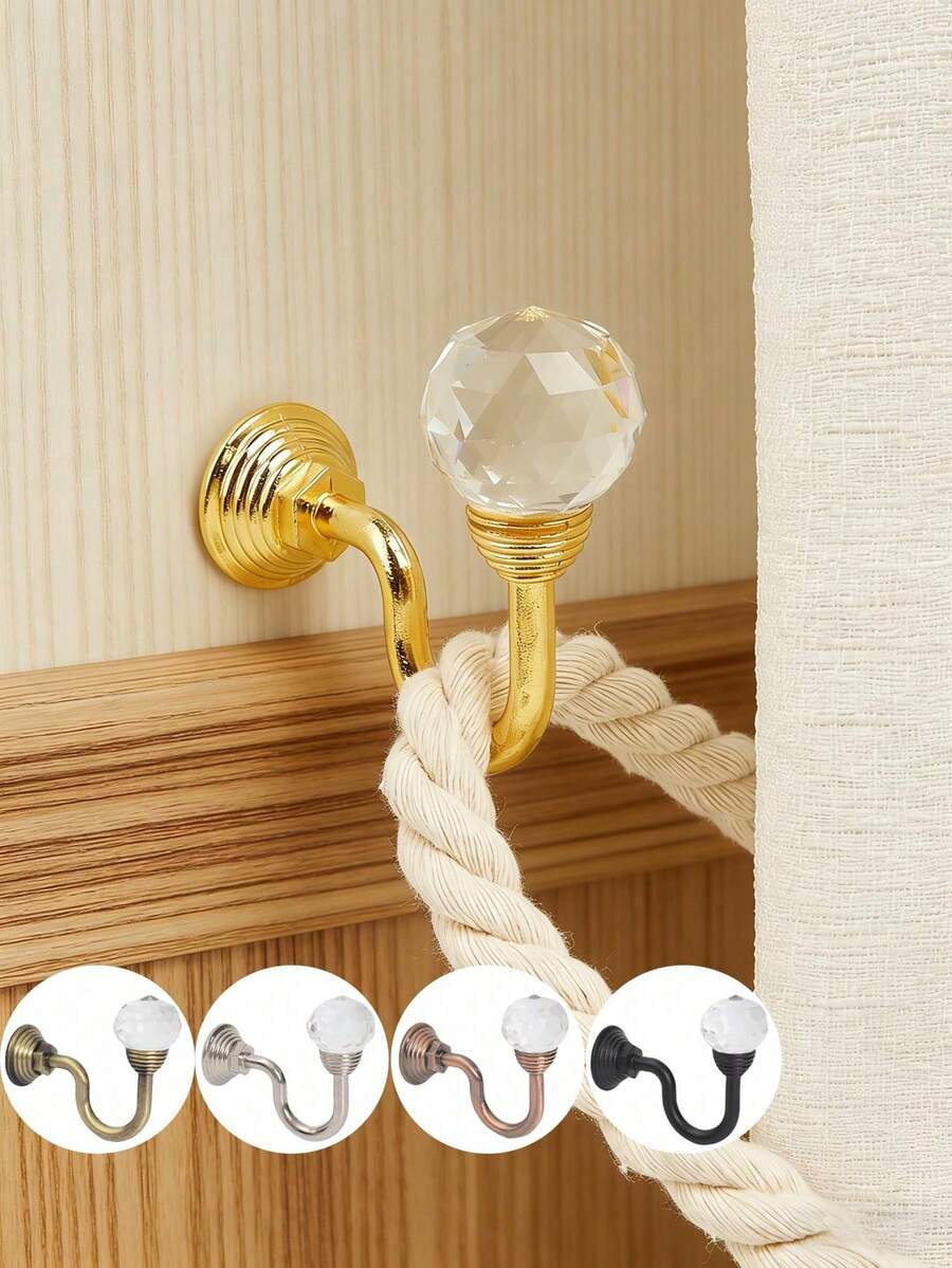 2 piezas de ganchos de pared para cortina de aleación de cristal con tornillos, varias opciones de color