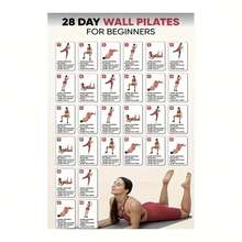 28-Day Wall Pilates For Beginners Canvas Print - Unframed 12x18" Yoga Poster With Step-By-Step Instructions & Illustrations, Perfect For Home Gym, Living Room, Bedroom, Or Office Decor, Pilates For Beginners - Multicolor - View 1