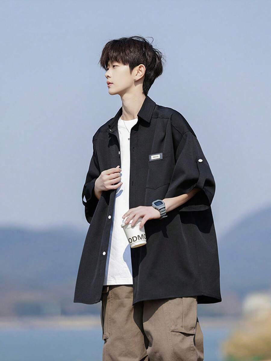 Men Shirts - 黑色 - 查看 1