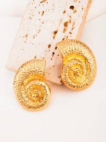 1 Pasang Anting Kerang Logam Gaya Eropa dan Amerika, Anting Mewah dan Elegan. Fitur Desain: Menggabungkan Tekstur Retro dan Desain Modern, Bentuk Kerang yang Diperbesar dengan Aura Unik, Cocok untuk Menciptakan Pakaian yang Istimewa. Dapat Dipadukan dengan Jas, Kemeja, dan Pakaian Kerja Lainnya, Juga Cocok untuk Pesta, Kencan, dan Acara Lainnya untuk Meningkatkan Tampilan yang Anggun dan Modis Secara Keseluruhan. - emas 2 - View 4
