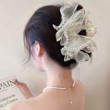1 chiếc kẹp tóc nơ ngọc trai thời trang thanh lịch dành cho nữ, phụ kiện tóc búi đuôi ngựa, thích hợp cho các hoạt động hàng ngày, phụ kiện trang trí tóc, phong cách Bohemian thanh lịch, du lịch, sinh nhật. - Nhiều màu - Xem 9