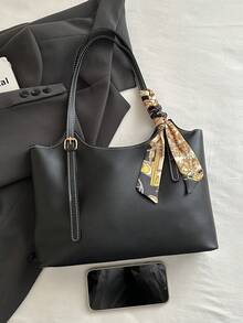 Large Capacity Handbag For Women, New Arrival Minimalist Commuting Shoulder Tote Bag - Black - View 4