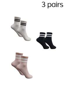 3 Pairs Unisex Sports & Yoga Mid-Calf Socks, Random Colors, Pilates Socks With Grip For Women, Non-Slip Socks Suitable For Barre Workout And Slippers - Multicolor - View 14