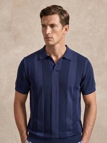 Courvante Men's Everyday Casual Knit Sweater, Suitable For Work And Commute Polo Shirt For Men, Golf, Summer, Father's Day Gift - Royal Blue - View 1