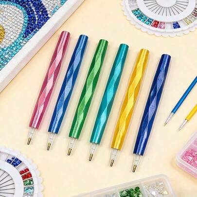 Nuevos pinceles para pintura de diamantes, con diseño de línea, 6 colores, adecuados para herramientas y accesorios de manualidades de arte de pintura de diamantes DIY