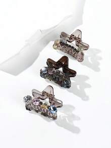 1个优雅星形ABS塑料水钻发夹，适合日常、度假和派对佩戴，适合细软发质，季节性使用 - 彩色 - 查看 4