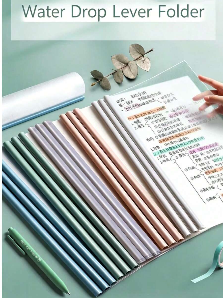 10pcs/Gradient Pull Handles, Suitable For Water Drop Shaped A4 Transparent File Folders, Thickened File Folder Pull Handles, Transparent Gradient Water Drop Shaped Student Clipboard, Thickened Transparent Paper Folder, Back To School Season - Sets - View 1