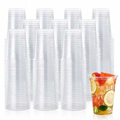 50/40/30/25/20/15/10/5pcs Reusable Transparent Drink Cups, Suitable For Boba Tea, Coffee, Beverages, Milkshakes, Weddings, Parties, Home, Outdoor BBQ