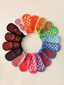 10 Pairs Kids Anti-Slip Dot Grip Short Socks, Minimalist Fashion Comfortable Breathable Soft Casual Socks For Daily Wear, Sports, Suitable For Holidays, Back To School, Outdoor Activities, Random Colors - Multicolor - View 1