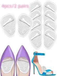 2pcs/Double Style Silicone High Heel Insole, Self-Adhesive, Breathable, Sweat Absorbing, Non Slip Half Size Insole Shoe Accessories - A - View 8
