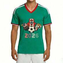 1 Unidad Camiseta de Fútbol Mundial 2026 para Hombres y Mujeres, Jersey Transpirable con Diseño de Animales Nacionales USA Canadáéxico, Ligera y Cómoda, para Regalo a Amantes del Fútbol, Fiestas, Viajes y Uso Casual, 2 Colores Disponibles,S-XXXL - Verde - Ver 7