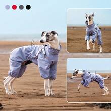Impermeable para perros con tiras reflectantes y orificio para correa, chaqueta para mascotas de una sola pieza fácil de usar para exteriores, esencial para perros pequeños/medianos, se recomienda pedir 1-2 tallas talla grande grandes para los que no son elásticos - Multicolor - Ver 2