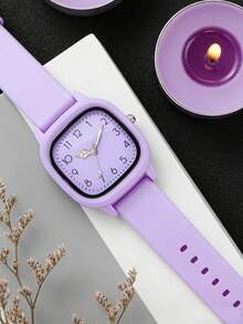 1 Set/1pc Women's 3-Color Square Dial Silicone Quartz Watch Set - Versatile Casual Accessory & Birthday Gift - Multicolor - View 7
