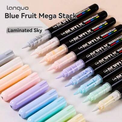 9/27 Colors Soft Tip Direct Liquid Acrylic Paint Markers, Layerable Heavy Color Artist Pens, Ideal For Stone, Wood, Phone Case, Egg, Paper DIY Art Projects
