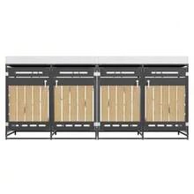 Storage Unit With Planter, Vertical Panels With Wood Grain, Slotted Ventilation Holes, Iron Garden Cabinet With Lock. - Black 1 - View 1