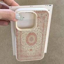 1pc TPU Material Soft Phone Case With Light Pink Persian Carpet Pattern, Compatible With Apple 17 Pro Max/17/16 Pro Max/15/13/12/11, S20 FE/A15/S24/A55, Note 11/12/13 Pro, Full Body Protective Cover - White - View 3