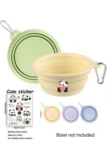 Tigela dobrável para animais de estimação na cor macaron, ideal para viagens ao ar livre, camping e passeios. Pode ser usada como bebedouro e comedouro para cães e gatos. Inodora, com mosquetão. Também pode ser usada como garrafa de água ou tigela de camping. Alimentador de silicone para animais de estimação com gancho para pendurar. - Multicolorido - Ver 11