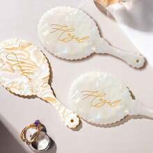Customized Name Mirror & Comb Set, Personalized Name Acetate Fiber Mirror And Comb, Personalized Engraved Compact Mirror, Double-Sided Magnifying Portable Makeup Mirror, Portable Mini Mirror, Elegant Bridesmaid Gift, Suitable For Wedding, Birthday, Christmas, Mother's Day - Multicolor - View 6