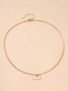 1 pieza Collar versátil y de moda con colgante con número de año 2026, cadena para la clavícula de mujer - Año número 2026 - Ver 15