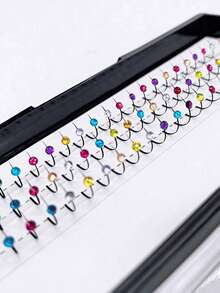 LAKIUU 60pcs D-Curl Colorful Rhinestone False Eyelashes, Fairy Glitter Eyelashes, High-End Diamond Eyelashes For Wedding Party, Extendable 10-15mm Eyelashes For Music Festival And Beach Makeup - D - View 7