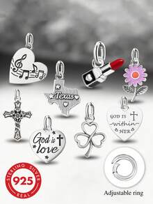 1 pieza Colgante minimalista y único de plata de ley 925 "Dios en su corazón", joyería DIY, elegante para hombres y mujeres - recolectar - Ver 2
