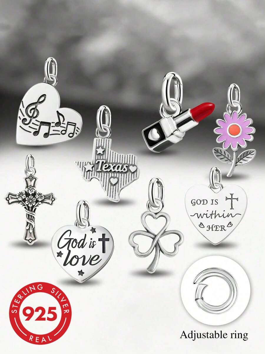 1 pieza Colgante minimalista y único de plata de ley 925 "Dios en su corazón", joyería DIY, elegante para hombres y mujeres