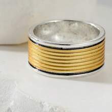 Minimalist Dual-Tone Stackable Rings For Women, Niche Design, Suitable For Daily Commute, Versatile Gift Jewelry - Gold - View 2