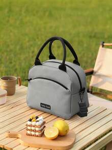 1pc Insulated Lunch Bag, Lunch Tote Bag, Thermal Lunch Box, Oxford Cloth Lunch Bag, Waterproof Lunch Bag, Portable Shoulder Lunch Bag, Reusable Lunch Handbag, Office Lunch Bag, Picnic Outdoor Lunch Bag - View 2