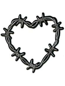 1件/2件/3件/4件 刺絲網心形補丁 Emo 暗黑愛心刺繡燙貼 - 彩色 - 查看 1