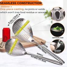 2 piezas/1 pieza Cuchara ranurada y escurridor de acero inoxidable 304 antescaldaduras para freír, para fideos, dim sum, papas fritas, pollo frito, pasta, ideal para Navidad, uso diario, festivales, cocina, restaurante, olla caliente - Multicolor - Ver 12