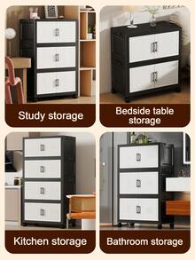 Folding Storage Bins With Drawers, Plastic Stackable Storage Bins With Lids, Closet Organizers And Storage, Collapsible Storage Boxes, Storage Containers For Home, Office, Dorm Room, Kitchen Organizers And Storage, Black&White - Đen trắng - Xem 6