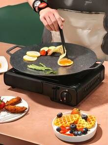 Korean-Style Marble Non-Stick Frying Pan, Large Round Flat Top Griddle, Dual Handle Design, Even Heat Distribution, Suitable For Camping, BBQ, Teppanyaki And Home Kitchen Use, Compatible With Gas Stoves And Portable Stoves, Easy To Clean - Korean-style Baking Pan - View 7
