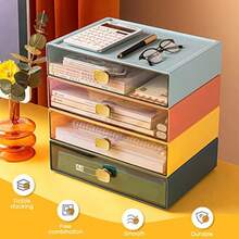 Organizador De Cajones De Escritorio Apilable De 13 X 9.1 X 3.3 Pulgadas Organizador De Papel De Escritorio Para Impresora Archivo De Papel Caja Organizadora De Cajones De Oficina Cajón De Almac - Amarillo - Ver 8