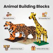 800+Pcs Giraffe & Tiger Animal Building Blocks Toy, Adult Creative Decompression Animal Assembly Model DIY, Suitable For Birthday Gift, Girlfriend, Boyfriend, Valentine's Day, Christmas, Halloween - Multicolor - View 6