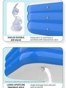 1 pieza Piscina inflable de PVC gruesa gigante, 3 o 4 capas opcionales, tamaño extra grande portátil plegable fácil de montar, piscina de juegos de agua, adecuada para verano en casa, jardín, patio trasero, patio exterior, piscina refrescante, azul y blanco - Multicolor - Ver 8