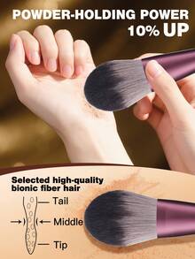 12 piezas Juego de brochas de maquillaje con diseño de uva morada - Multicolor - Ver 6