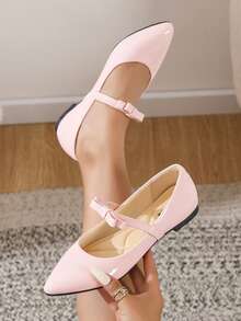 AKSKATE Women's Patent Leather Bow Pointed Toe Mary Jane Flats | Soft Sole Slip On Shoes | Ideal For Office, Commute, Date & Casual Daily Wear - 淺粉色 - 查看 1