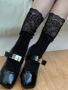 1/2 Pairs Spring New Lace Delicate Sweet Mid-Calf Socks - Multicolor - View 6