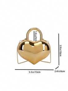 Nueva mini bolsa de mano de acrílico, bolso de mano de moda, embrague con forma de corazón personalizado, bolso de noche de celebridad con cadena para el hombro - Dorado - Ver 3