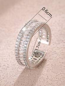 1pc Women's Ring, Luxury Exaggerated Synthetic Zirconia Inlaid Open Ring, Unique Versatile Lady Finger Ring - Open Ring - View 6