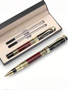 1 Metal Engraved Neutral Pen + 2 Refills + Gift Box, Personalized High-End Business Office Gift, Suitable For Men And Women, Holiday Gift, Engraved Craftsmanship - Ballpoint Pen - View 3