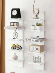 1pc Floating Storage Shelf Wall Rack, Decorative Organizer Rack For Books, Magazines, Toys, Figurines, Bohemian Nordic Ins Style Wall Mounted Rack For Bedroom, Living Room, Dining Room, Kitchen, Office - Black and White - View 6