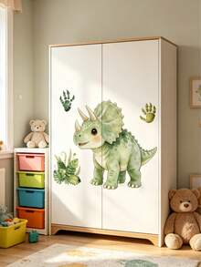 1 miếng dán tường hình khủng long bạo chúa Tyrannosaurus Rex, Triceratops, Pteranodon hoạt hình, cây nhiệt đới và khủng long hoạt hình, thích hợp cho phòng trẻ em, phòng chơi game, phòng ngủ, trường mẫu giáo, lớp học, bé trai và bé gái, ngày thiếu nhi. - Nhiều màu - Xem 6