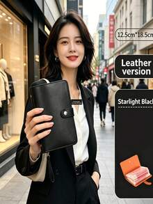 Billetera corta para mujer, billetera mini de unicolor, monedero estilo coreano unisex, billetera de mujer de cuero PU, billetera pequeña, portador de tarjetas, con banda elástica, billetera creativa portátil multifuncional, diseño retro - Multicolor - Ver 6